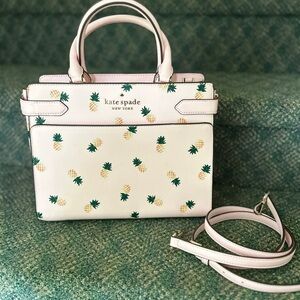 Kate Spade Staci Pineapple Medium Top Zip Pink Satchel